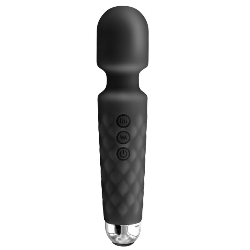 Wibrator wand. Masażer dwustronny. Silikonowy. 20 wibracji. Love Wand Black