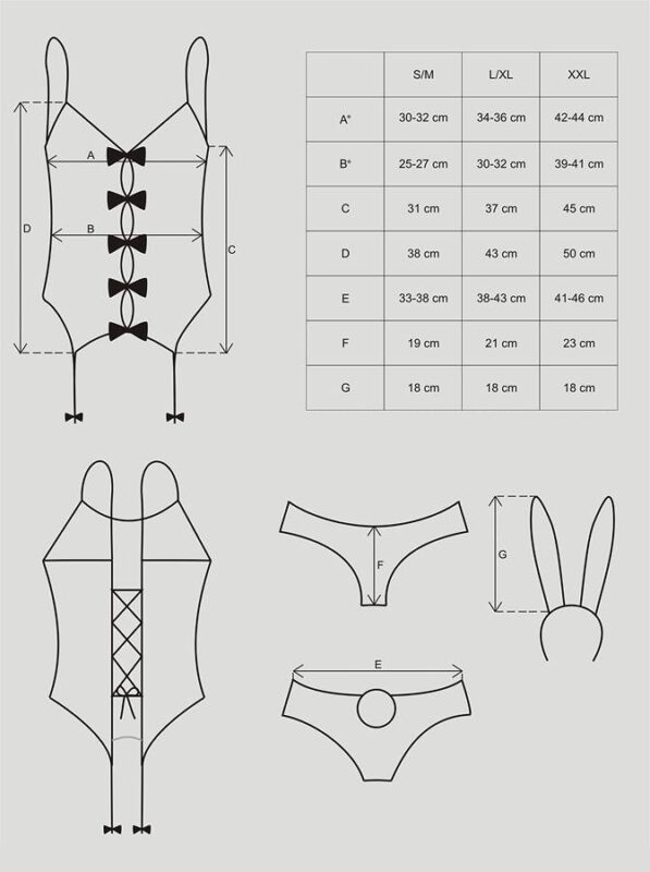 podniecający. 4 elementy. Bunny suit kostium różowy S/M