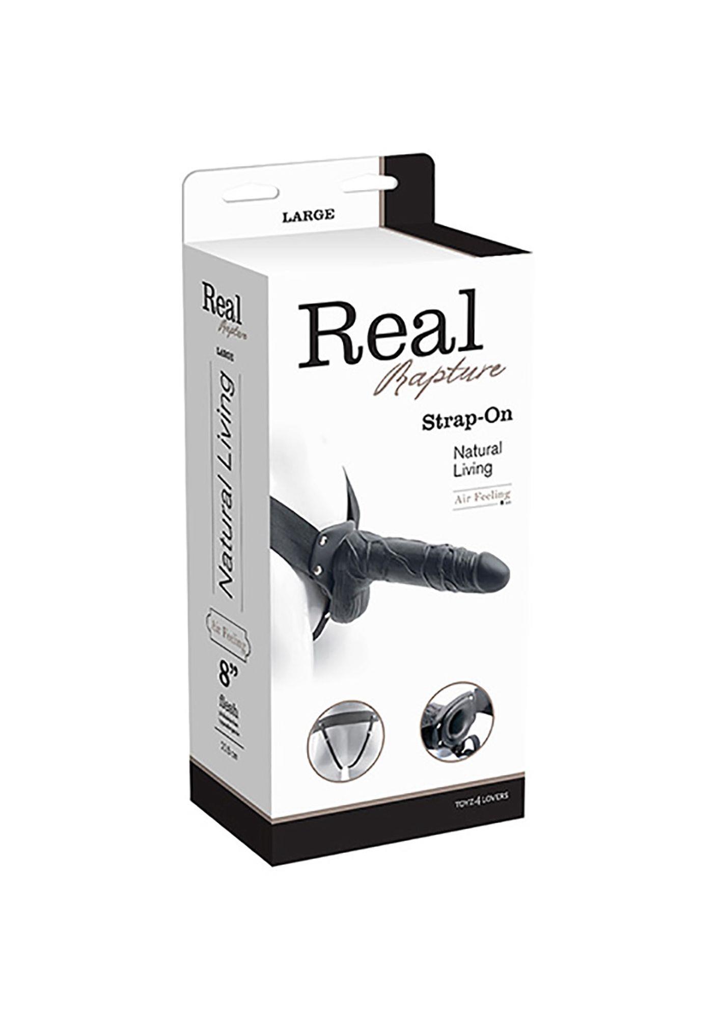 1-00701297 Proteza-FALLO STRAP ON CAVO REAL RAPTURE 8 BLACK WITH BALLS - obrazek 1