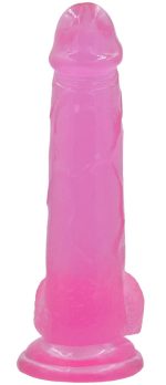 8"" Jelly Studs Crystal Dildo Large Pink - obrazek 3