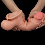 7.8'' Sliding Skin Dual Layer Dong - Whole Testicle - obrazek 7