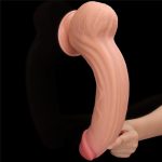 12'' King Sized Sliding Skin Dual Layer Dong - obrazek 18