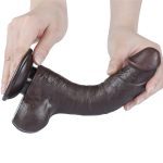 8'' Sliding Skin Dual Layer Dong Black - obrazek 5