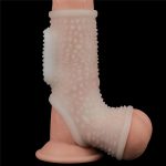 Vibrating Drip Knights Ring with Scrotum Sleeve (White) - obrazek 4