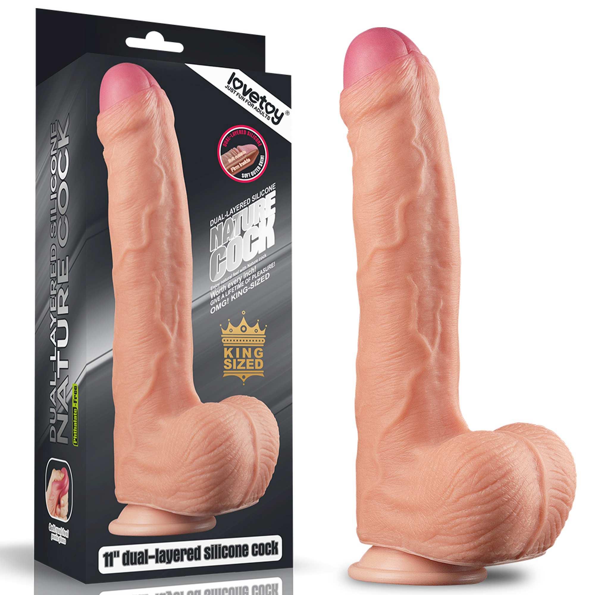 10-LV411011 11"" Dual Layer Platinum Silicone Cock - obrazek 1