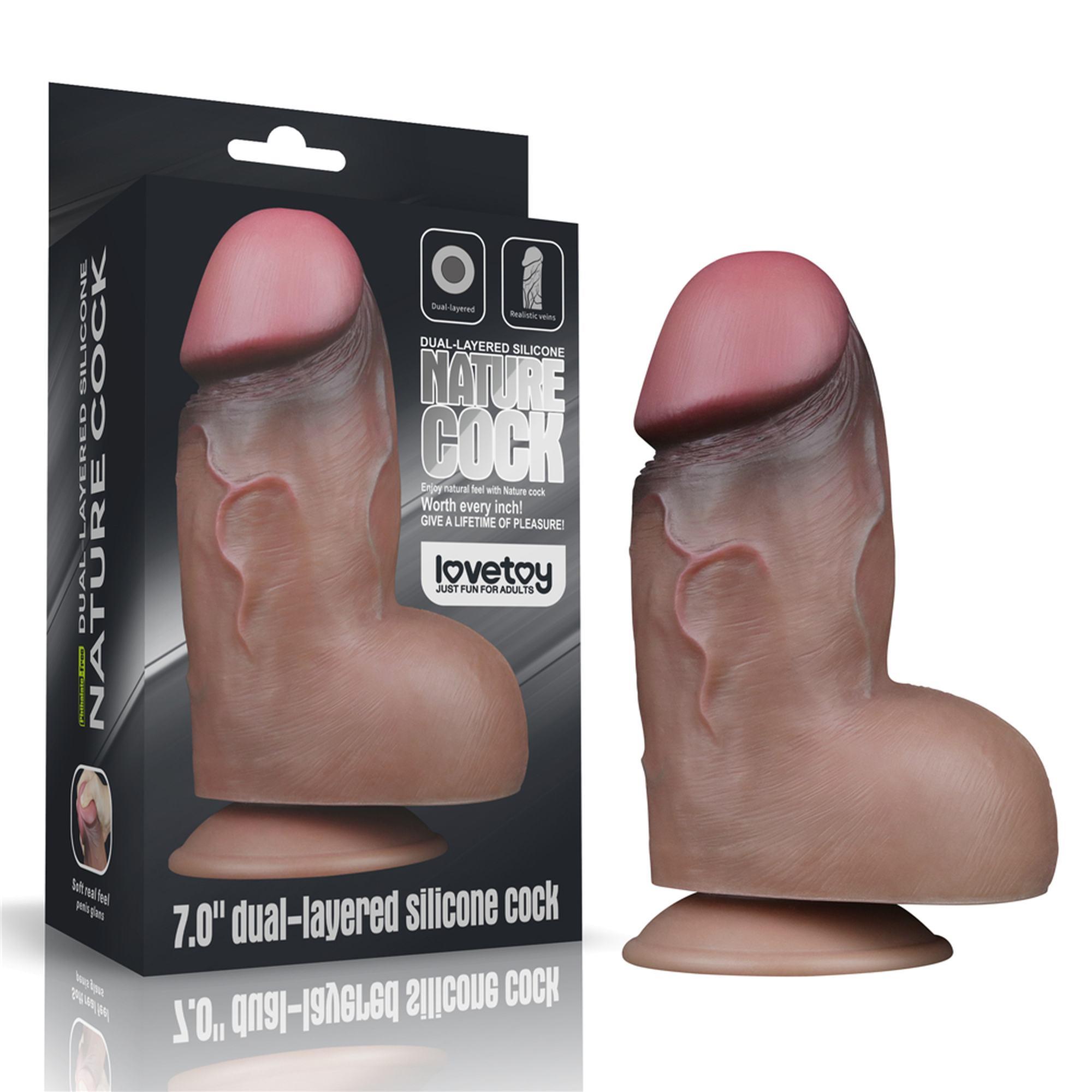 10-LV411050 7.0'' Dual Layered Platinum Silicone Cock - obrazek 1