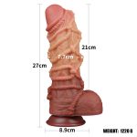 10.5'' Dual layered Platinum Silicone Cock with Rope - obrazek 2