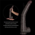 16'' Dual Layered Bendable Silicone Cock XXL(Black) - obrazek 8