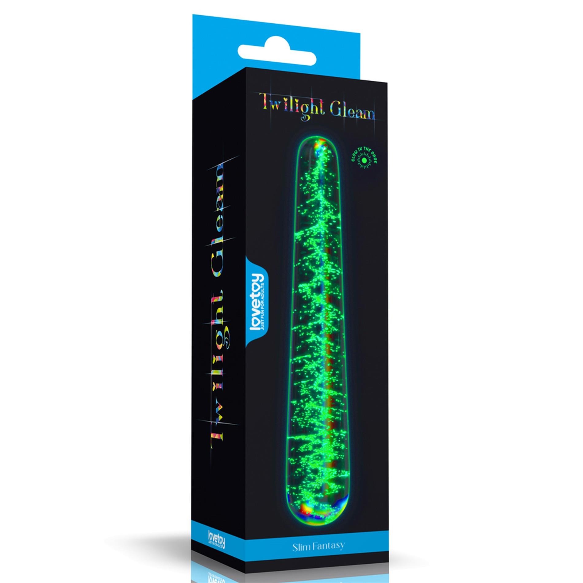 10-LV610001_01 Glow-in-the-dark Twilight Gleam Glass Dildo - obrazek 1