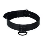 Bondage Fetish Black Matt Collar With Leash - obrazek 2