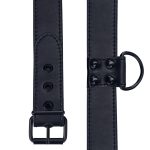 Bondage Fetish Black Matt Collar With Leash - obrazek 3
