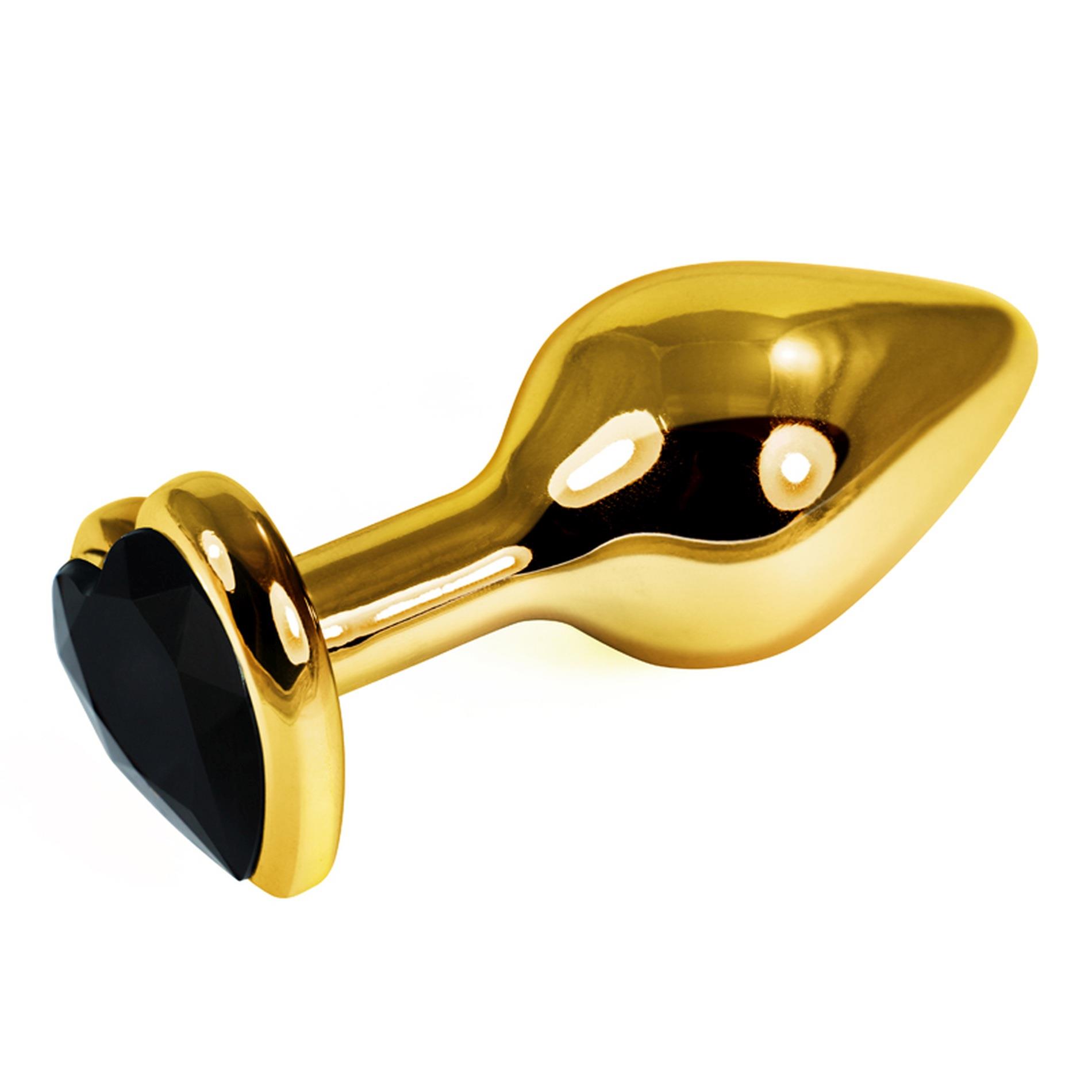 10-RO-GH_01 Gold Heart Plug Black - obrazek 1