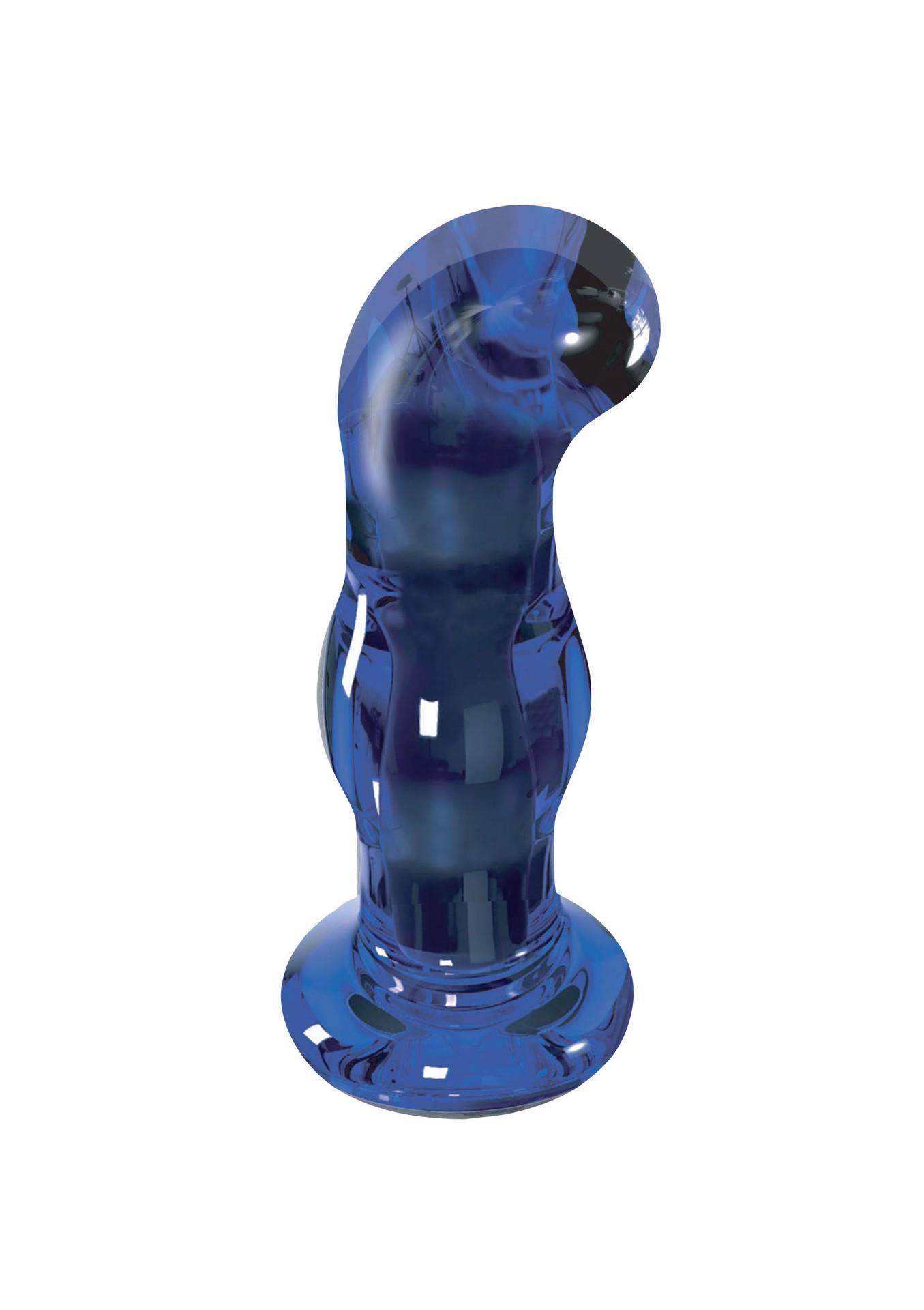 10218_BLUE_01 The Gleaming Glass Buttplug Blue - obrazek 1