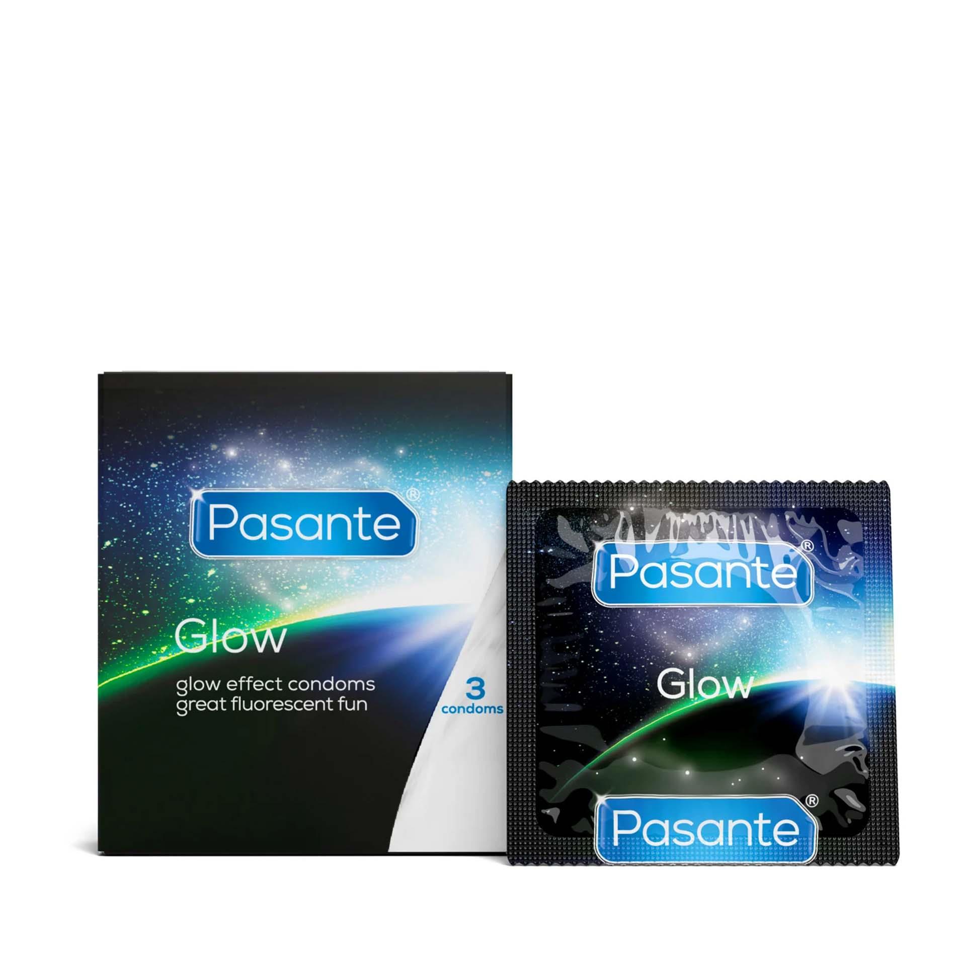 111-R0304K_01 Pasante Glow Condoms 3 pcs - obrazek 1