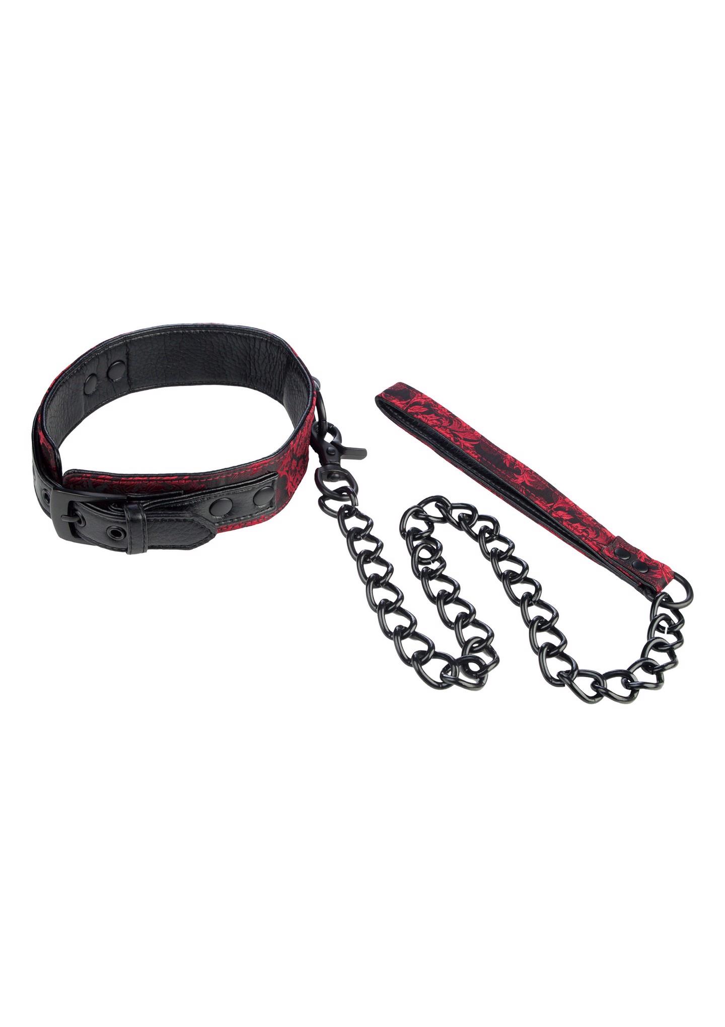 13012_BLACK_01 Scandal Collar with Leash Black - obrazek 1