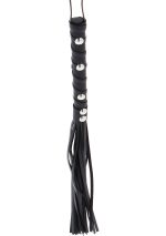 Short Studded Flogger Whip Black - obrazek 3