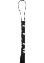 Short Studded Flogger Whip Black - obrazek 4