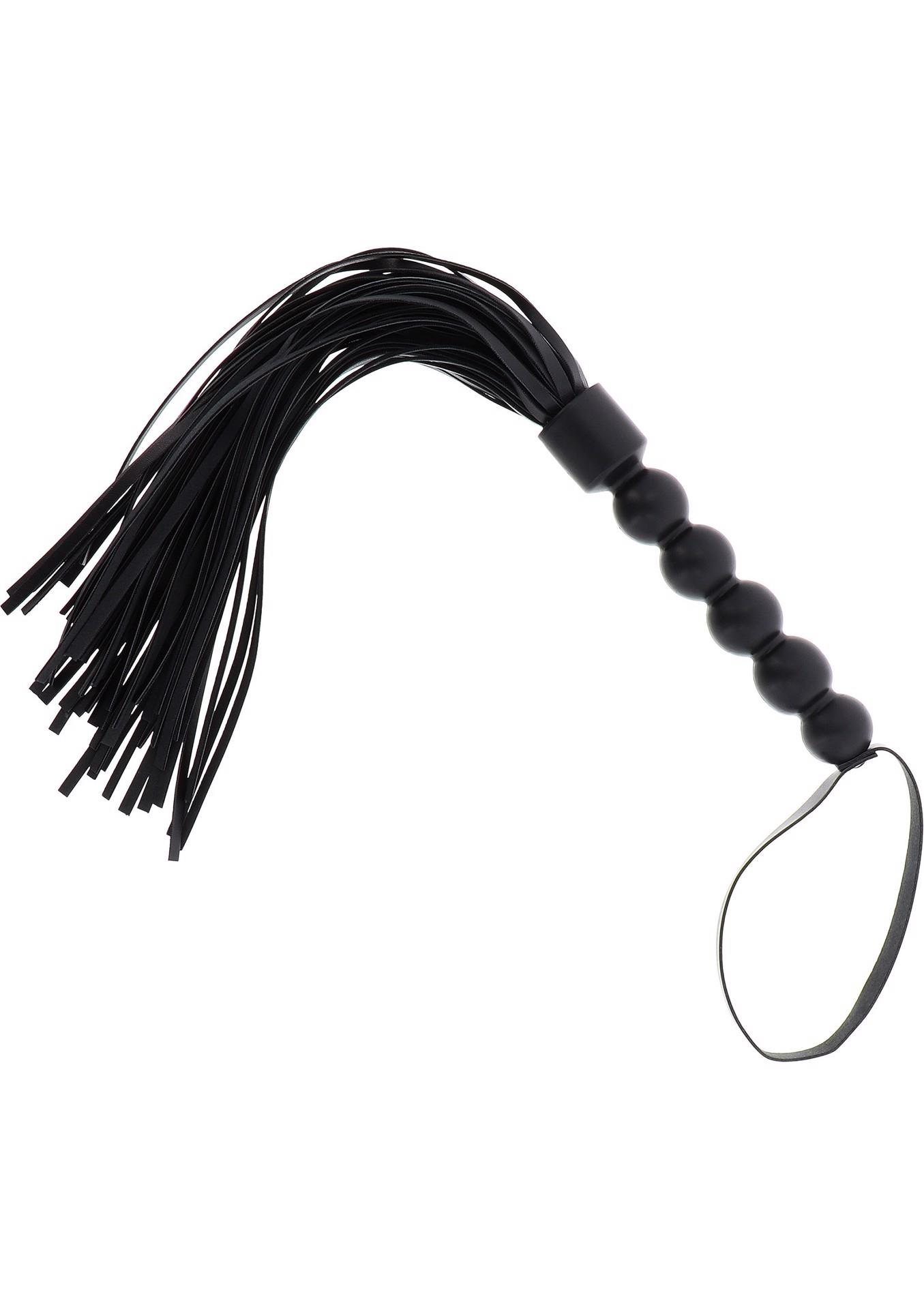 16896_BLACK_01 Short Beaded Flogger Whip Black - obrazek 1