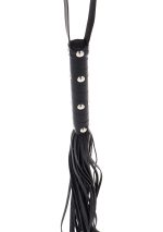 Long Studded Flogger Whip Black - obrazek 3