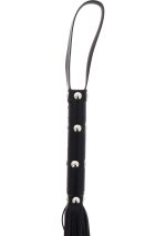 Long Studded Flogger Whip Black - obrazek 4
