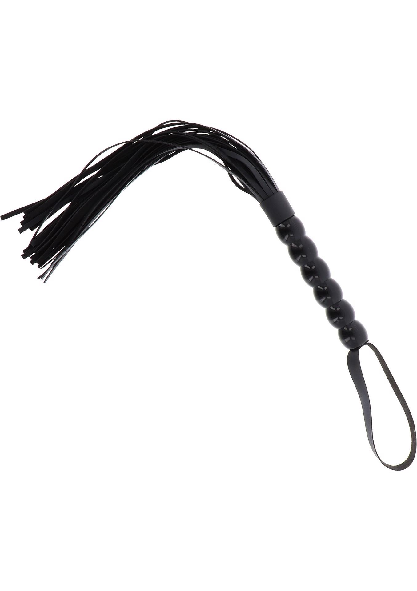 16898_BLACK_01 Long Beaded Flogger Whip Black - obrazek 1