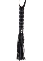 Long Beaded Flogger Whip Black - obrazek 3