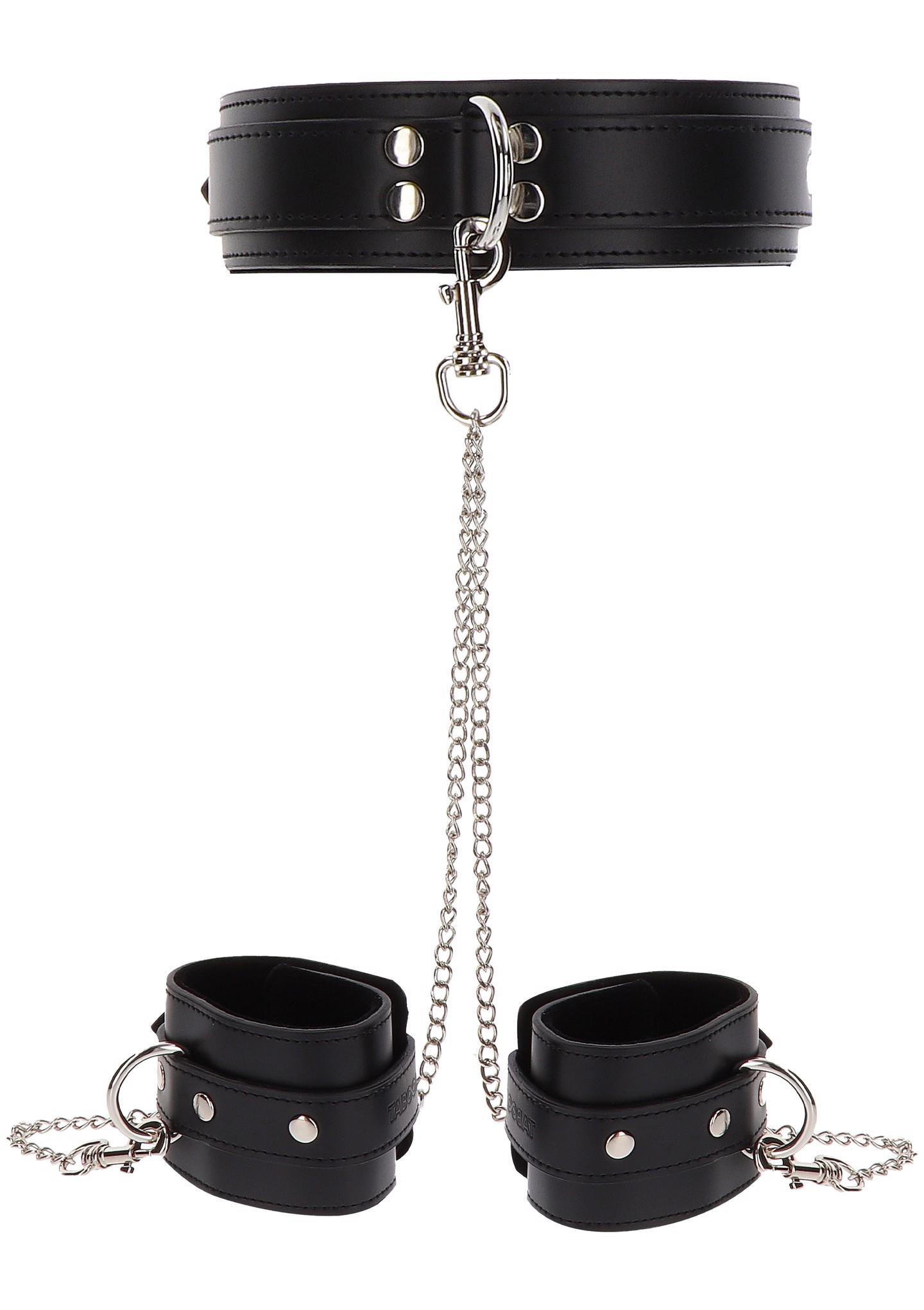 17104_BLACK_01 Heavy Collar and Wrist Cuffs Black - obrazek 1