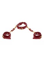 D-Ring Collar and Wrist Cuffs Red - obrazek 4