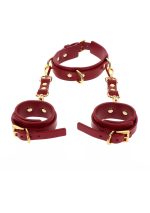 D-Ring Collar and Wrist Cuffs Red - obrazek 5