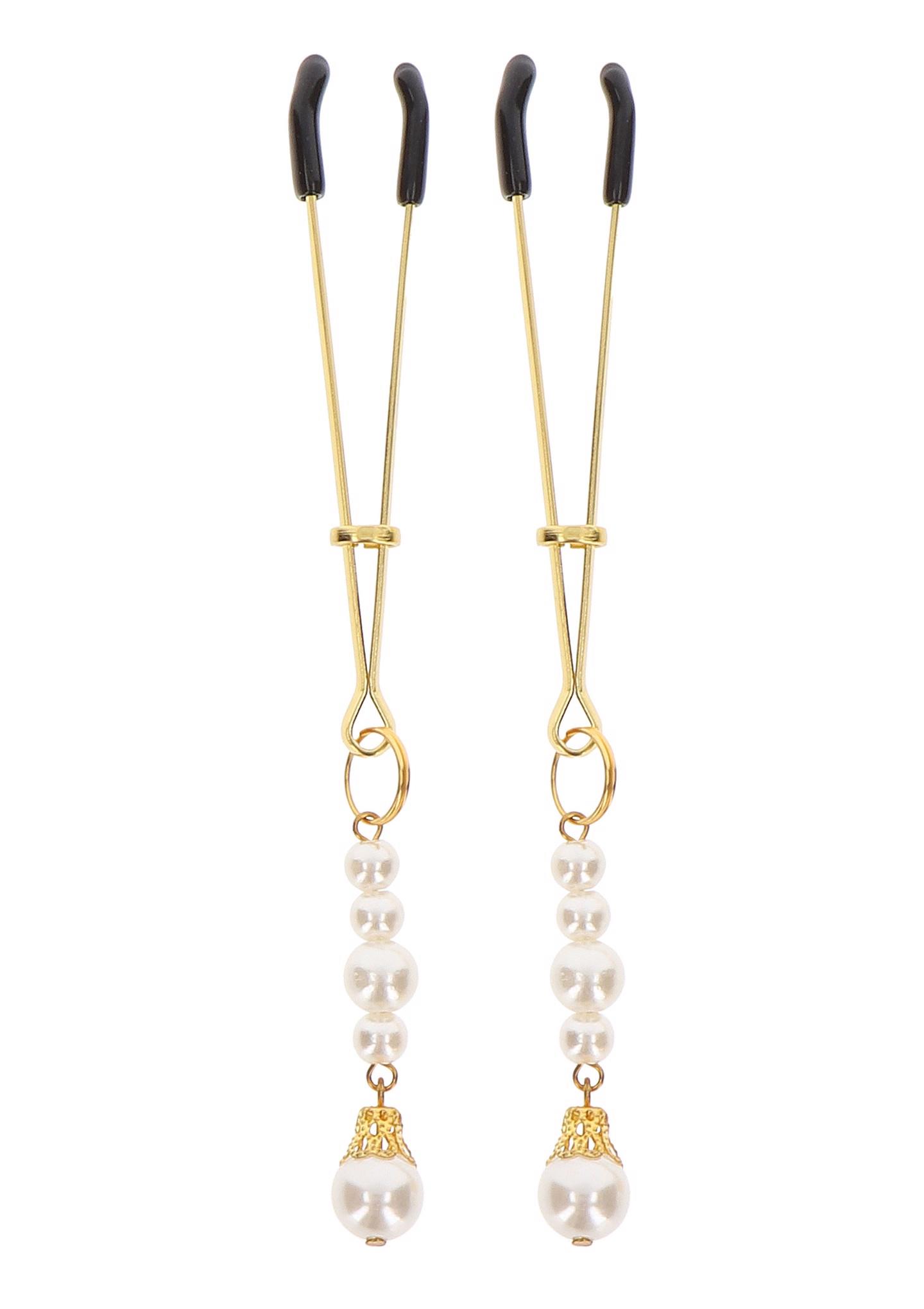17270_GOLD_01 Tweezers With Pearls Gold - obrazek 1
