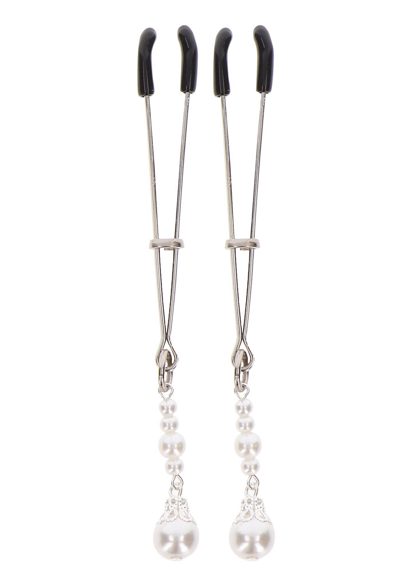 17270_SILVER_01 Tweezers With Pearls Silver - obrazek 1