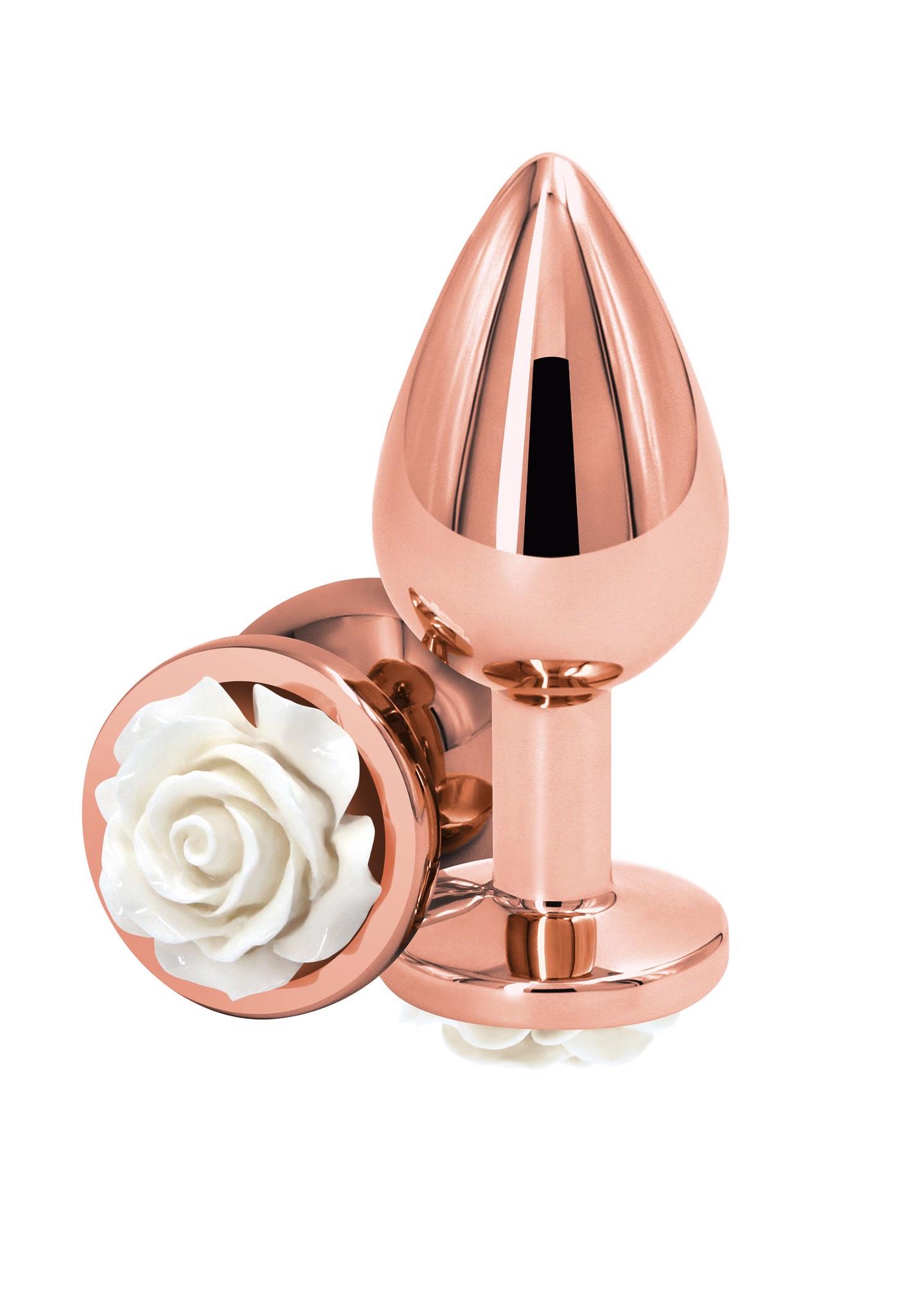 18821_WHITE_01 Rose Buttplug Medium White - obrazek 1