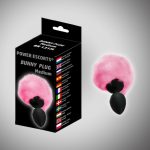 Bunny plug small black with pink tail 7,2 x 3,2 cm / 2,8 x 1,26 inch - obrazek 2