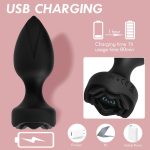 Power Escorts - Princess Plug - Remote Rose Design Plug - USB Rechargeable - 10 Functions - Black - obrazek 5