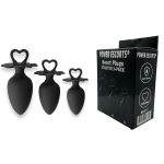 Power Escorts - Heart Plug Anal Starter 3-Pack - S, M & L - Black - quality Silicone - Colour box - obrazek 2