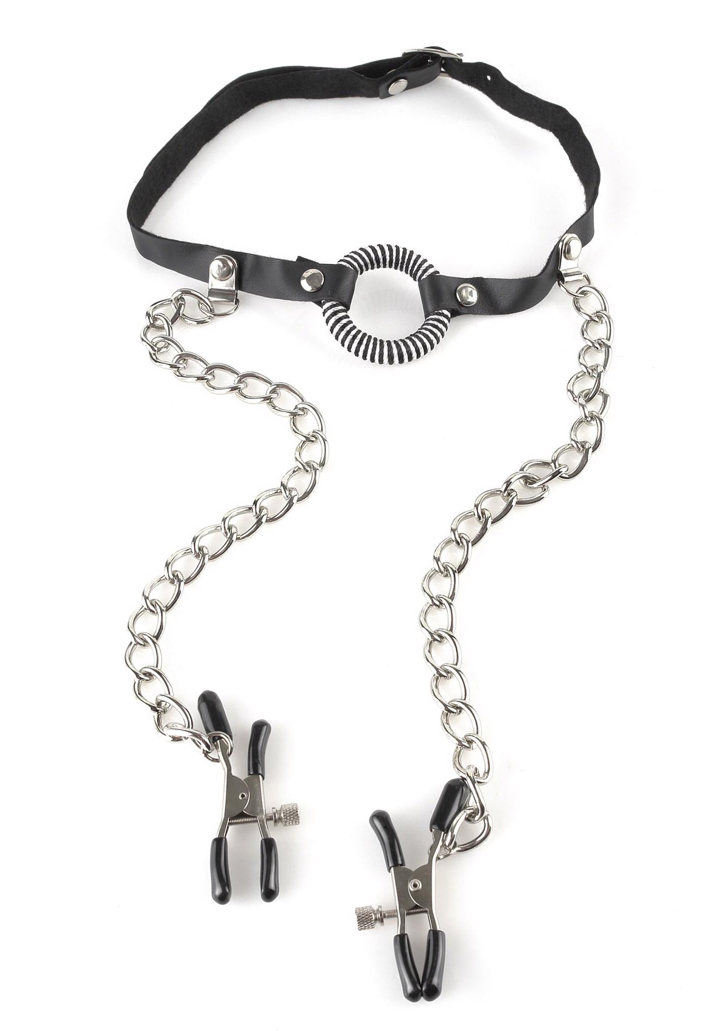 21861_BLACK_01 O-Ring Gag Nipple Clamps Black - obrazek 1