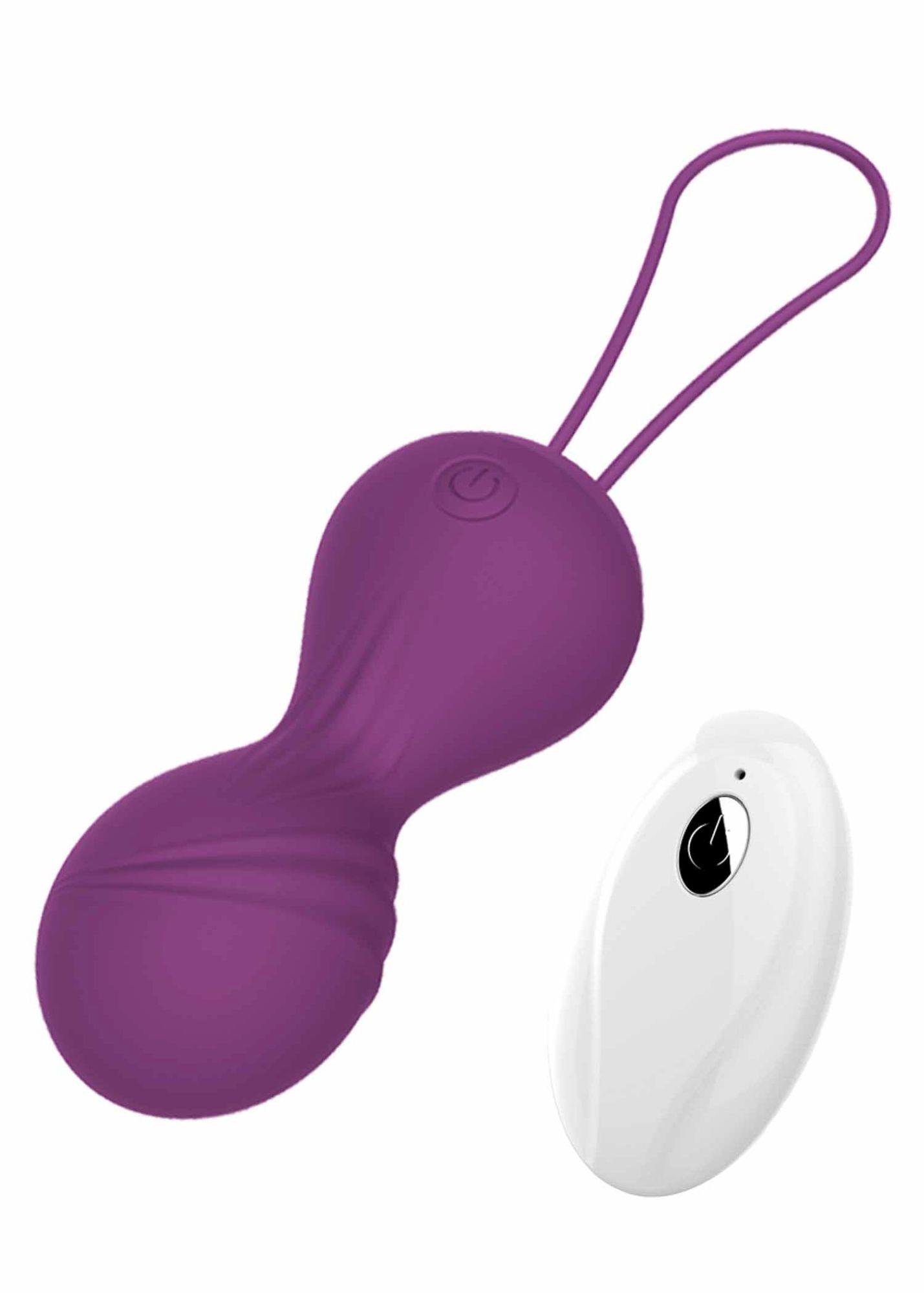22-00038 Kulki-Vibrating Silicone Kegel Balls USB 10 Function / Remote control -Purple - obrazek 1