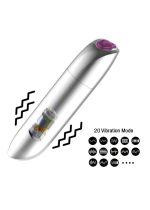 Stymulator-Rechargeable Powerful Bullet Vibrator USB 20 Functions - Shine Black - obrazek 8
