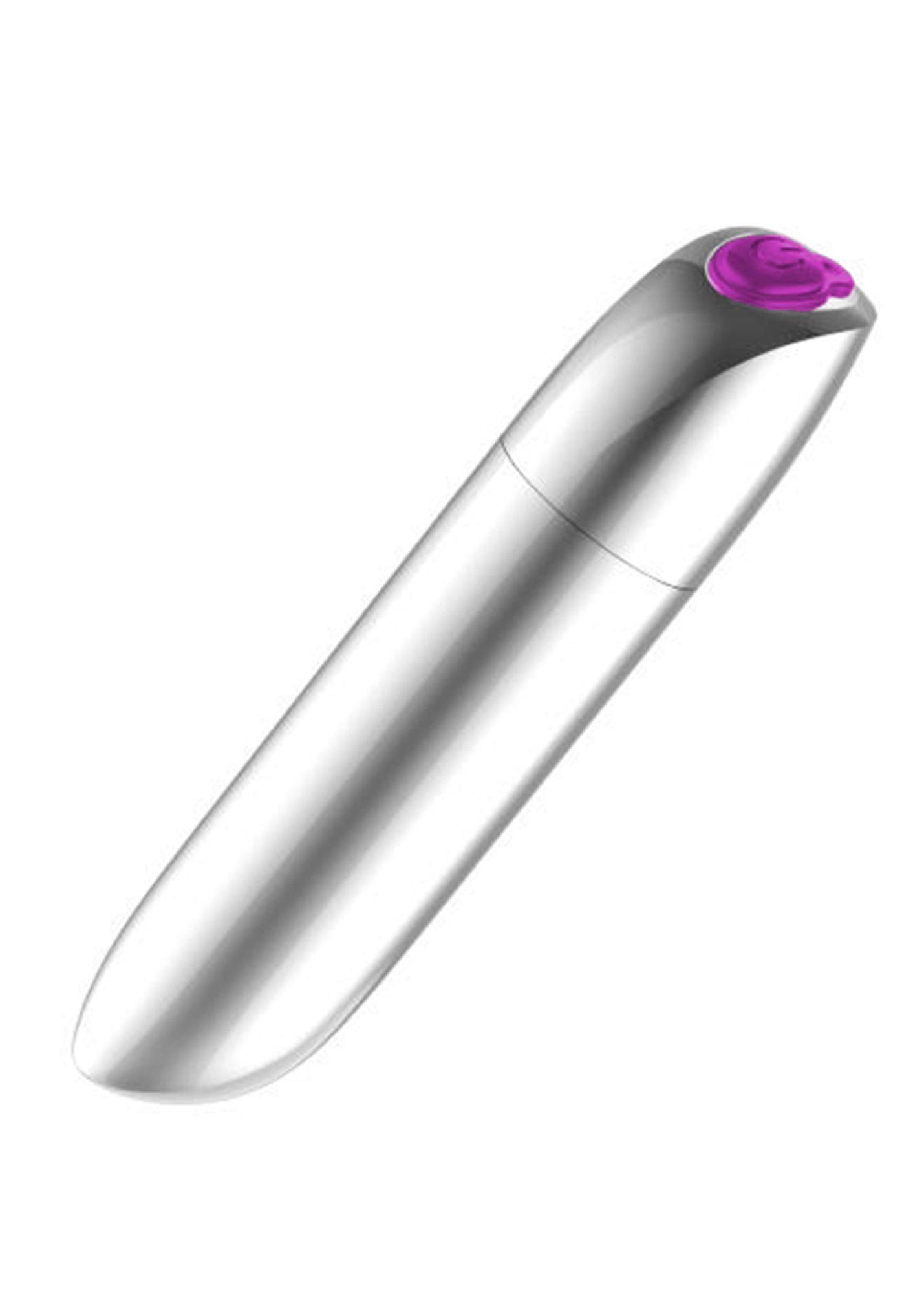22-00047 Stymulator-Rechargeable Powerful Bullet Vibrator USB 20 Functions - Silver - obrazek 1