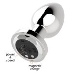 Stymulator-Rechargeable Butt Plug Vibrator USB 10 Functions - Silver - obrazek 4