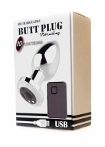 Stymulator-Rechargeable Butt Plug Vibrator USB 10 Functions - Silver - obrazek 6