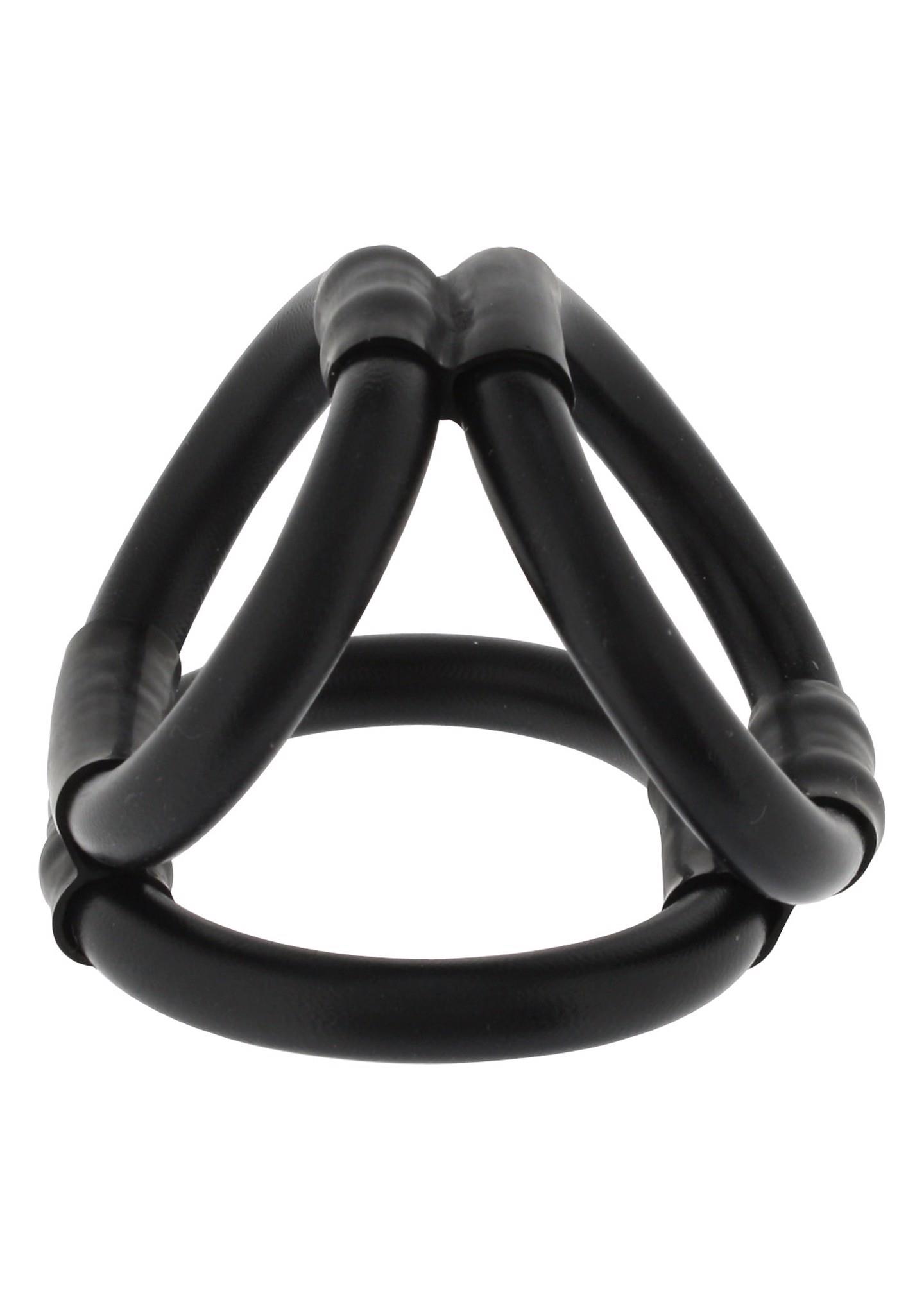 25064_BLACK_01 Tri Ring Cock Cage Black - obrazek 1