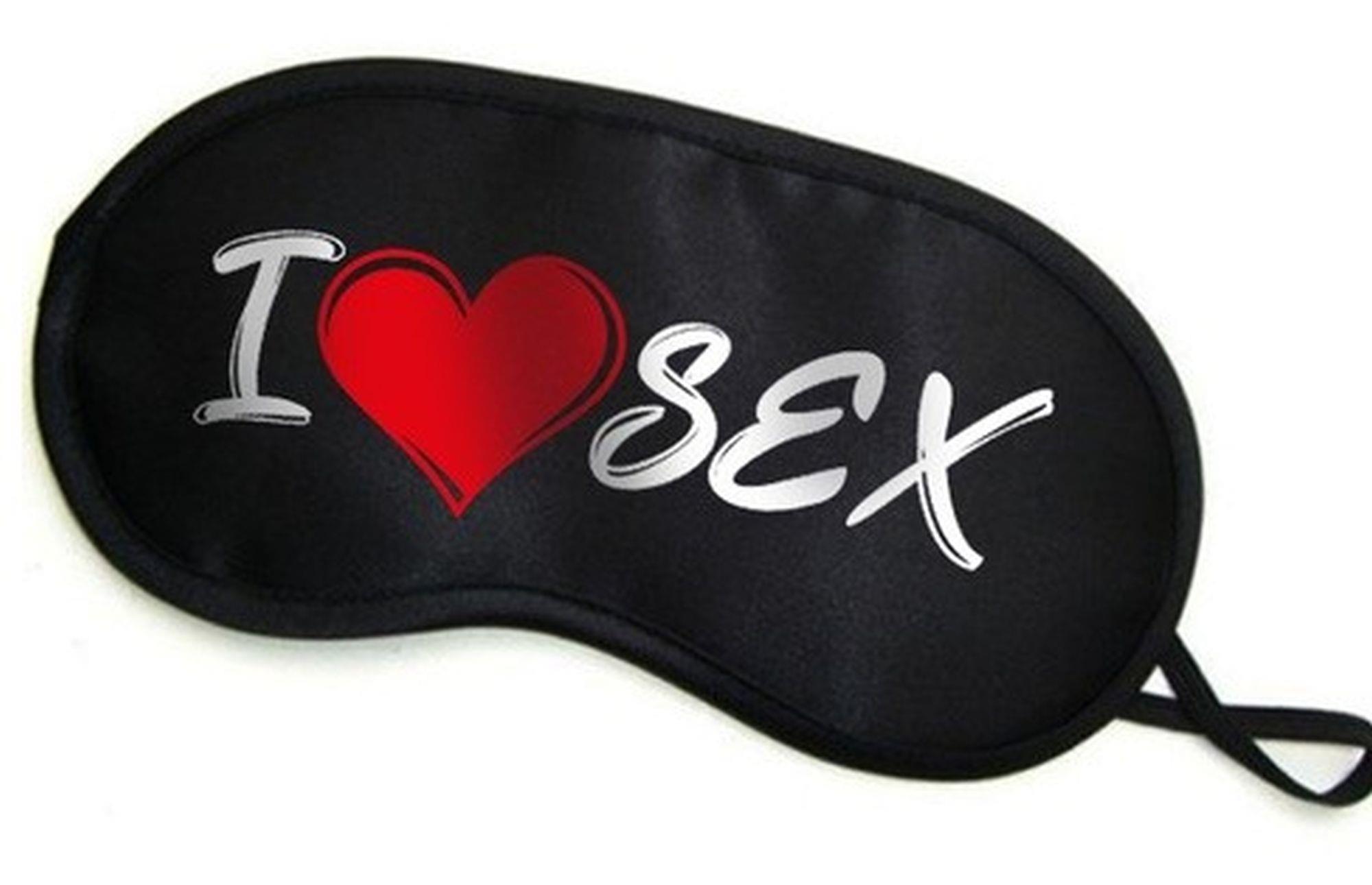 29-00158 Maska- Opaska na oczy "" I LOVE SEX"" - obrazek 1