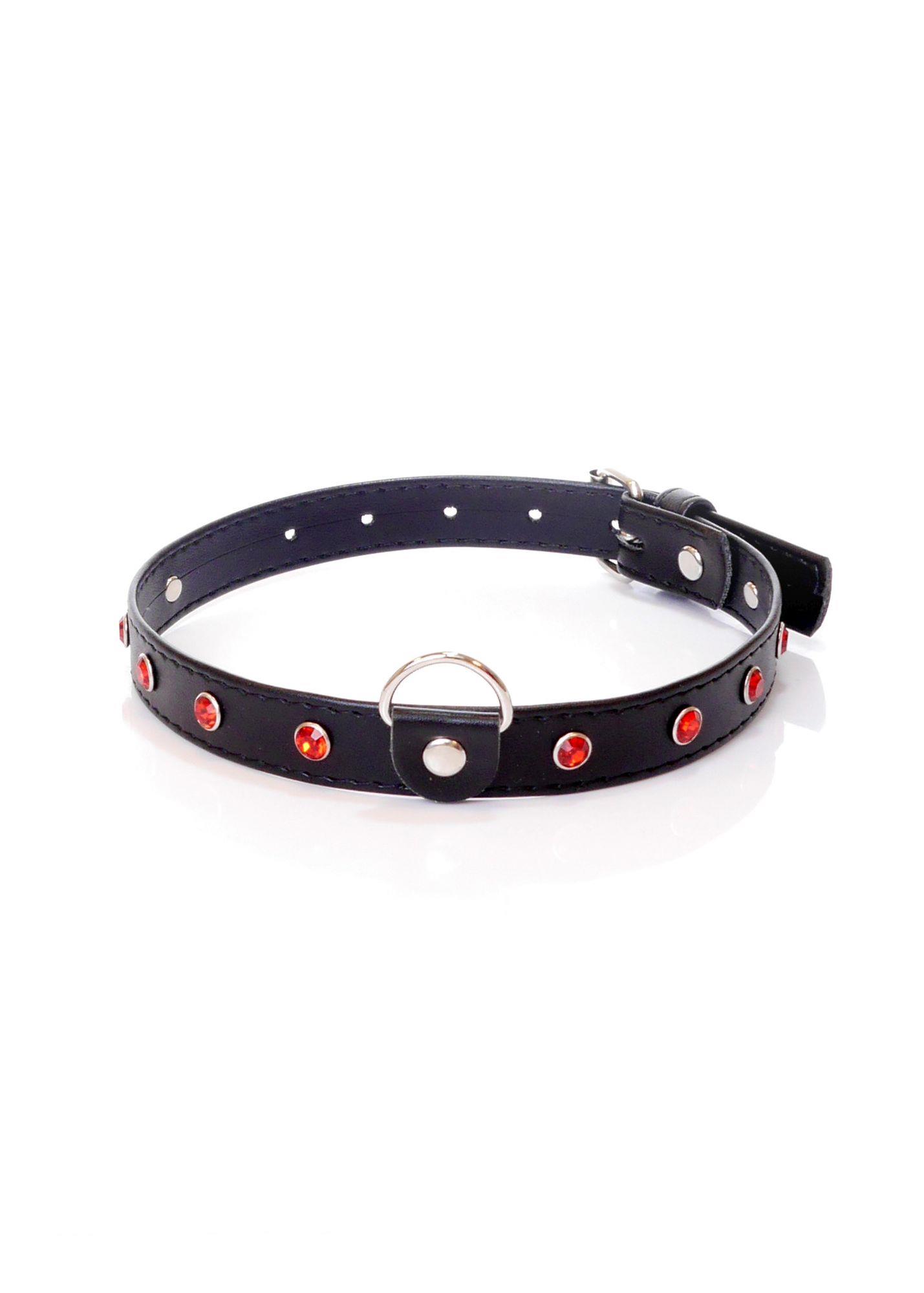 33-00121 Fetish B - Series Collar - 2 cm. red crystal - obrazek 1