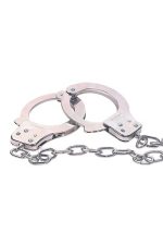 CHROME HANDCUFFS METAL HANDCUFFS W. KEY - obrazek 2