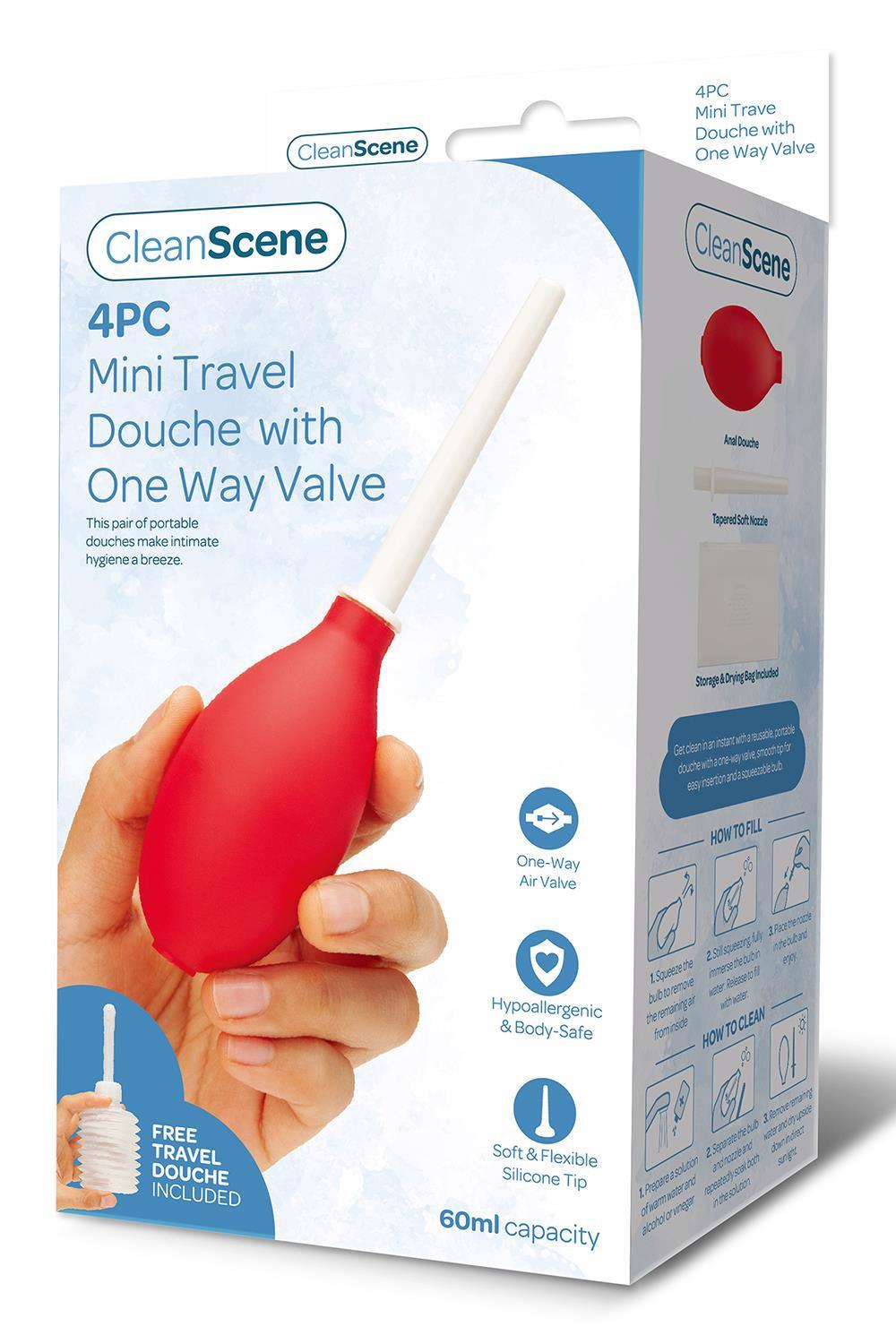 35-160674 CLEANSCENE 4PCS MINI TRAVEL DOUCHE WITH ONE WAY VALVE - obrazek 1
