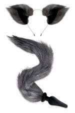 WHIPSMART 4.5 INCH SILICONE PLUG WITH GREY INDIGO FOX TAIL SET - obrazek 2