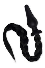WHIPSMART 4.5 INCH SILICONE PLUG WITH BLACK PONY TAIL - obrazek 2