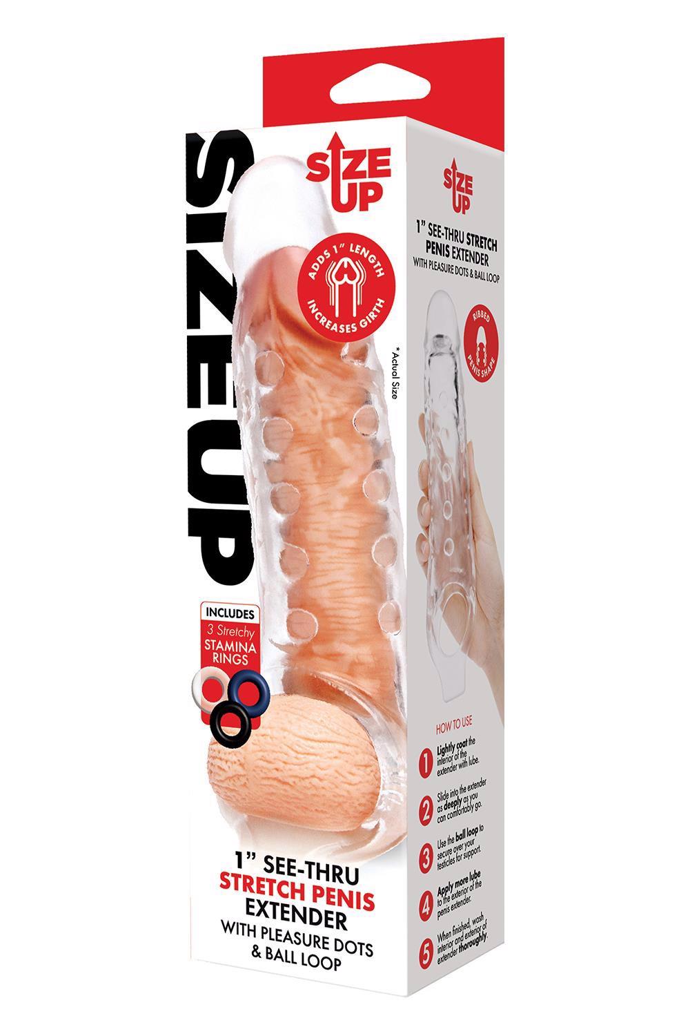 35-160790 SIZE UP CLEAR VIEW STUDDED PENIS EXTENDER WITH BALL LOOP - obrazek 1