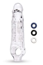 SIZE UP CLEAR VIEW STUDDED PENIS EXTENDER WITH BALL LOOP - obrazek 2